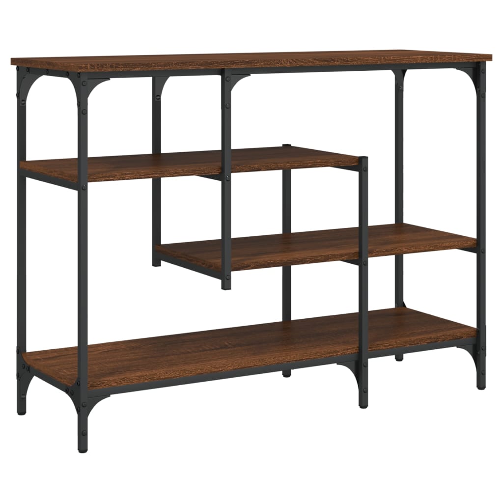 Console Table with Shelves Brown Oak 100x35x75 cm